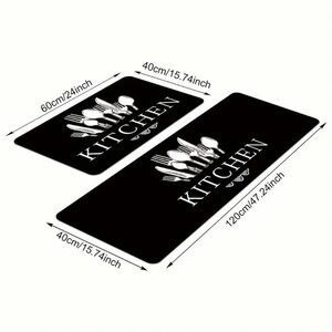 Black Kitchen Mat Set